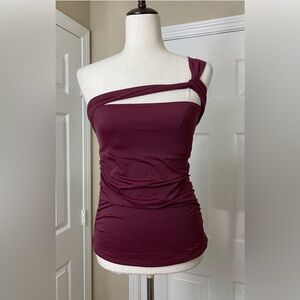 Ann Taylor LOFT Beach Tankini Swim Top Size Small Maroon Womens Padded